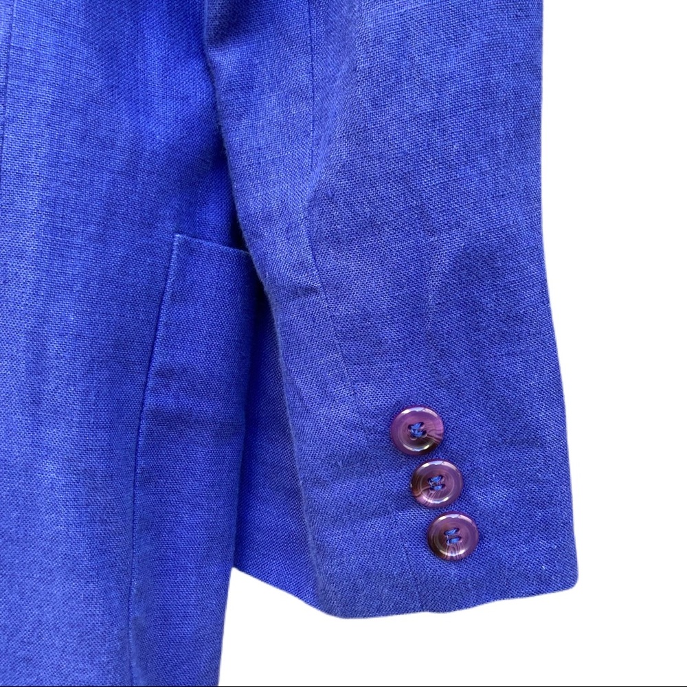 VINTAGE LINDA ALLARD ELLEN TRACY 100% LINEN BLAZER MADE IN KOREA - Picture 6 of 6
